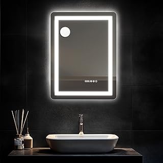 YITAHOME 24'' x 32'' Smart LED Bathroom Mirror, LED Mirror for Bathroom, with 10x Suction Glass, Infrared Sensing, 3 Colors Dimmable, Front and Backlit, Anti-Fog, 5mm Tempered Glass