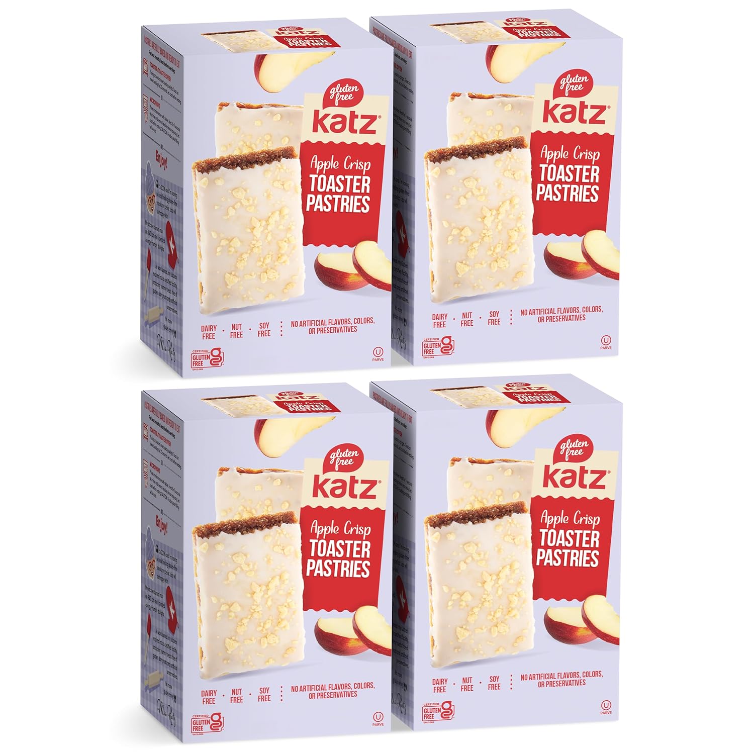 Katz Gluten Free Toaster Pastries. Apple Crisp. Dairy Free, Nut Free, Soy Free. Kosher Snacks. Apple Cinnamon Flavor. 8 OZ (Pack Of 4)-0