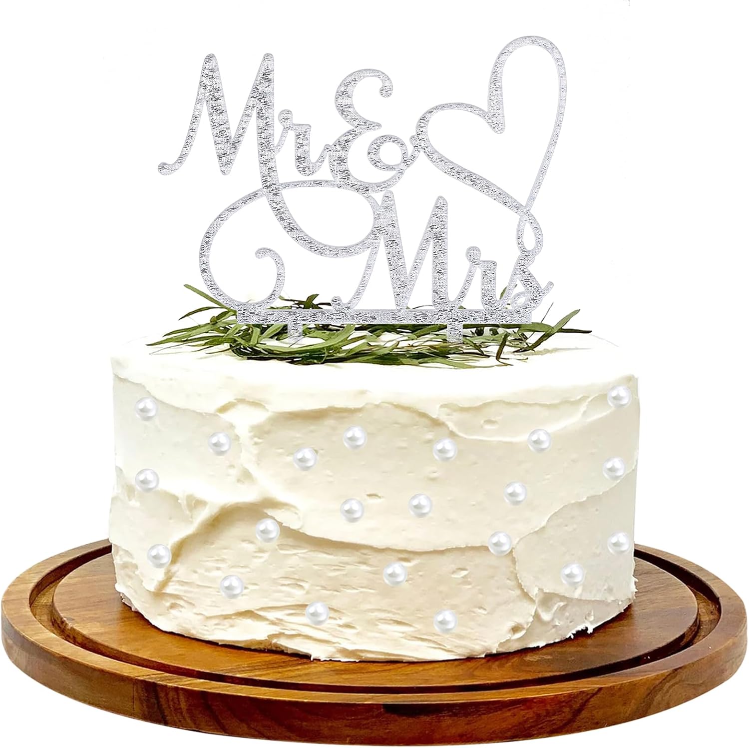 Sibba Mr and Mrs Cake Topper Decoration Glitter Wedding Cake Topper Anniversary Cupcake Picks Party Decorations Supplies Card Decor Pantry Staples Cooking Baking for Bride Groom Engagement-0