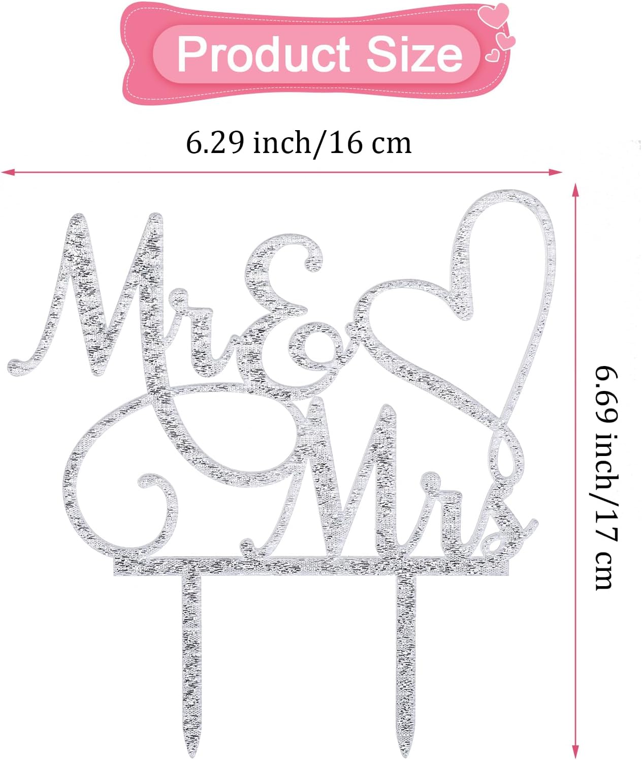 Sibba Mr and Mrs Cake Topper Decoration Glitter Wedding Cake Topper Anniversary Cupcake Picks Party Decorations Supplies Card Decor Pantry Staples Cooking Baking for Bride Groom Engagement-3