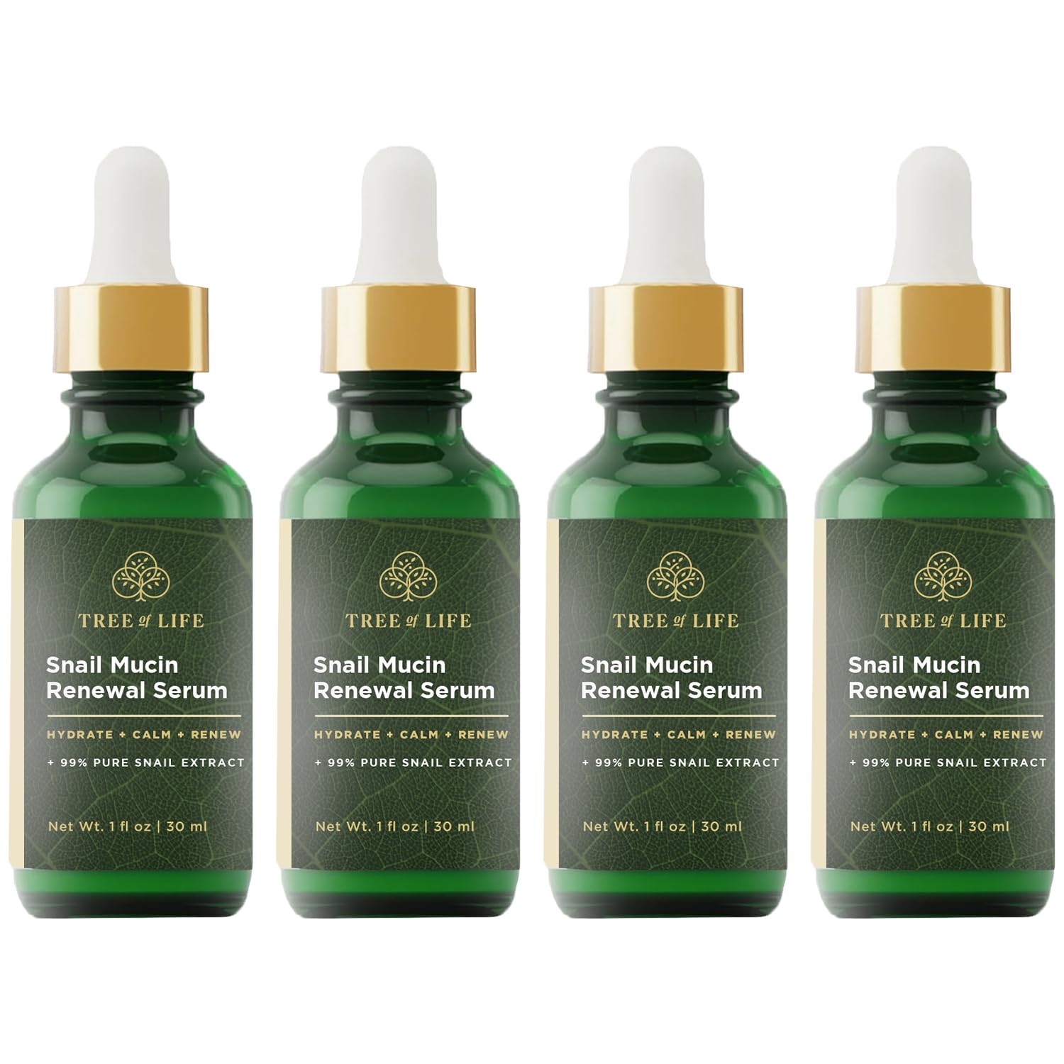 Tree of Life Beauty Hydrating Facial Serum - Advanced Snail Mucin 99% Pure Extract - Moisturizer for Hydration and Regeneration, Reduces Fine Lines - Gentle on Sensitive Skin - 4 Pack, 1 Fl Oz Each-0