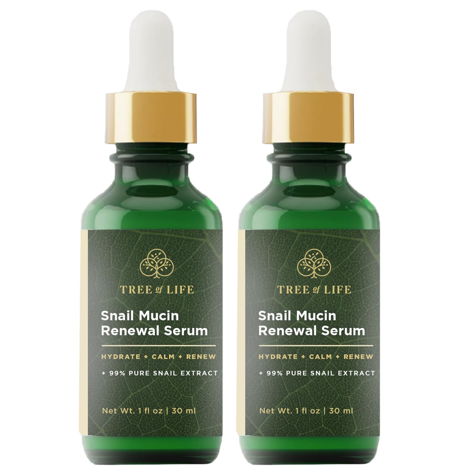 Tree of Life Beauty Hydrating Facial Serum - Advanced Snail Mucin 99% Pure Extract - Moisturizer for Hydration and Regeneration, Reduces Fine Lines - Gentle on Sensitive Skin - 2 Pack, 1 Fl Oz Each-0